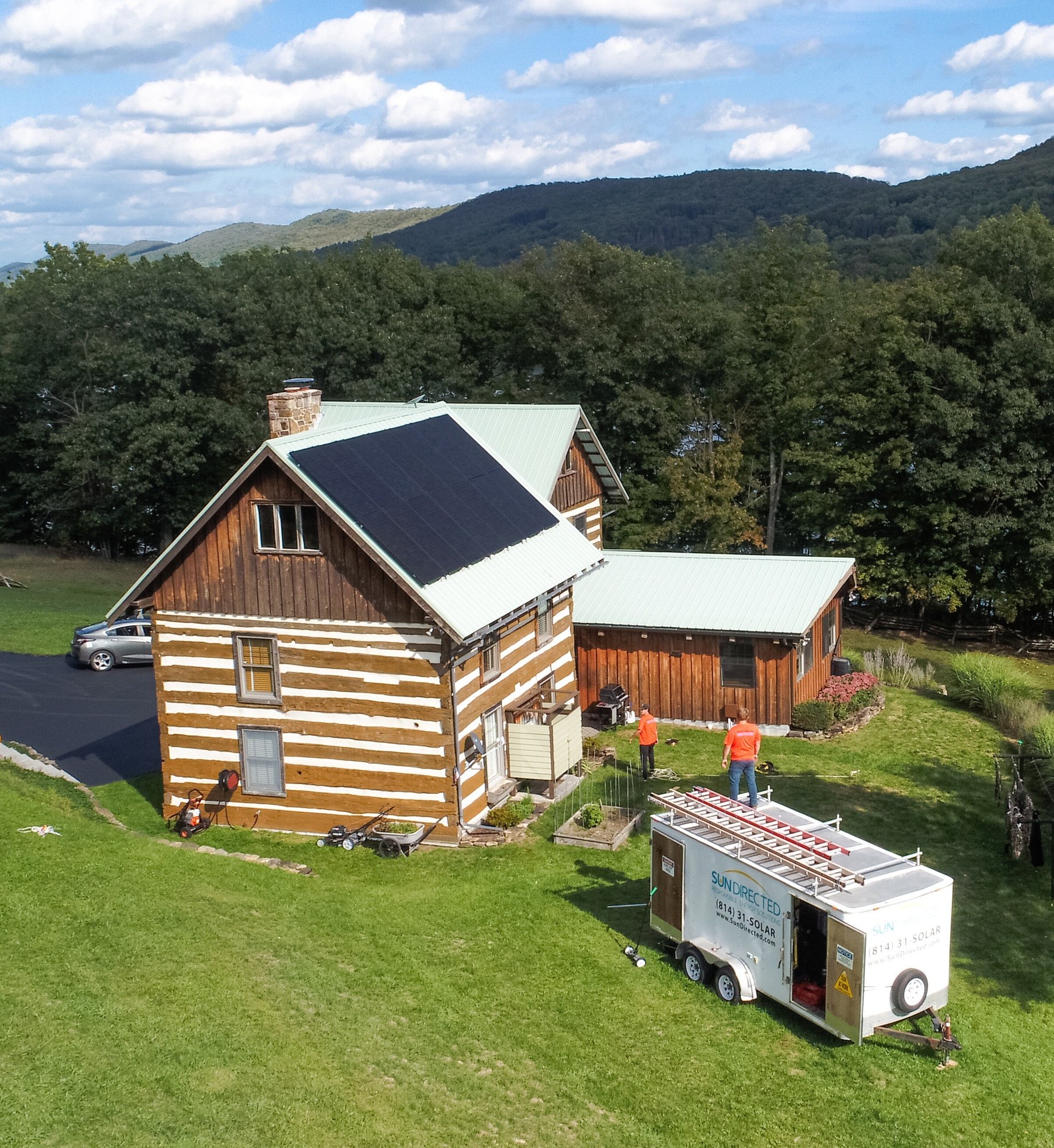 Log Cabin with Solar panels