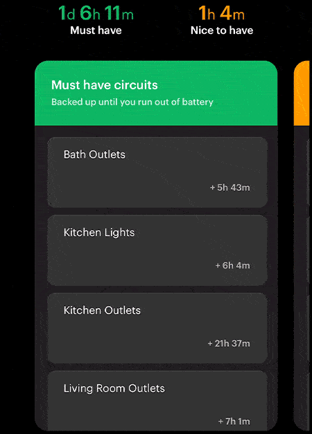 SPAN mobile app screen showing configuration settings
